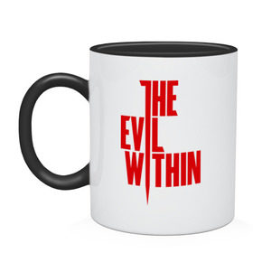 Кружка двухцветная с принтом The Evil Within в городе Новоалтайск, керамика | объем — 330 мл, диаметр — 80 мм. Цветная ручка и кайма сверху, в некоторых цветах — вся внутренняя часть | the evil within | зло | игры