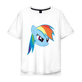 Мужская футболка хлопок Oversize с принтом Rainbow Dash в городе Новоалтайск, 100% хлопок | свободный крой, круглый ворот, “спинка” длиннее передней части | my little pony | rainbow dash | дружба   это чудо | мультфильм | пони | поняши | поняшки | радуга дэш