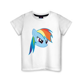 Детская футболка хлопок с принтом Rainbow Dash в городе Новоалтайск, 100% хлопок | круглый вырез горловины, полуприлегающий силуэт, длина до линии бедер | my little pony | rainbow dash | дружба   это чудо | мультфильм | пони | поняши | поняшки | радуга дэш