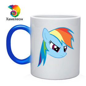 Кружка хамелеон с принтом Rainbow Dash в городе Новоалтайск, керамика | меняет цвет при нагревании, емкость 330 мл | my little pony | rainbow dash | дружба   это чудо | мультфильм | пони | поняши | поняшки | радуга дэш
