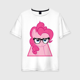 Женская футболка хлопок Oversize с принтом Pinky Pie hipster в городе Новоалтайск, 100% хлопок | свободный крой, круглый ворот, спущенный рукав, длина до линии бедер
 | hipster | my little pony | pinky pie | swag | дружба   это чудо | мультфильм | пинки пай | пони | поняши | поняшки | сваг | свэг