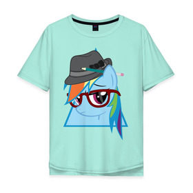 Мужская футболка хлопок Oversize с принтом Rainbow Dash hipster в городе Новоалтайск, 100% хлопок | свободный крой, круглый ворот, “спинка” длиннее передней части | hipster | my little pony | rainbow dash | swag | дружба   это чудо | мультфильм | пони | поняши | поняшки | радуга дэш | сваг | свэг