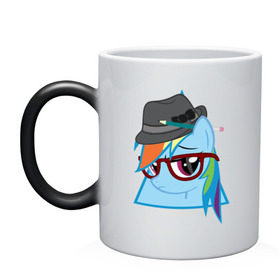 Кружка хамелеон с принтом Rainbow Dash hipster в городе Новоалтайск, керамика | меняет цвет при нагревании, емкость 330 мл | hipster | my little pony | rainbow dash | swag | дружба   это чудо | мультфильм | пони | поняши | поняшки | радуга дэш | сваг | свэг