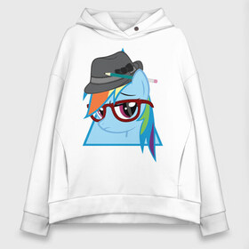 Женское худи Oversize хлопок с принтом Rainbow Dash hipster в городе Новоалтайск, френч-терри — 70% хлопок, 30% полиэстер. Мягкий теплый начес внутри —100% хлопок | боковые карманы, эластичные манжеты и нижняя кромка, капюшон на магнитной кнопке | hipster | my little pony | rainbow dash | swag | дружба   это чудо | мультфильм | пони | поняши | поняшки | радуга дэш | сваг | свэг