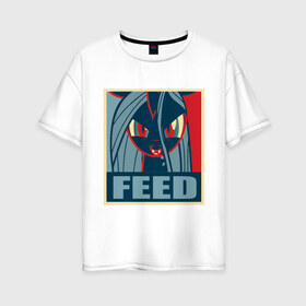 Женская футболка хлопок Oversize с принтом Fluttershy feed в городе Новоалтайск, 100% хлопок | свободный крой, круглый ворот, спущенный рукав, длина до линии бедер
 | fluttershy | my little pony | swag | дружба   это чудо | мультфильм | пони | поняши | поняшки | сваг | свэг | флаттершай