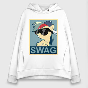 Женское худи Oversize хлопок с принтом Rainbow Dash swag в городе Новоалтайск, френч-терри — 70% хлопок, 30% полиэстер. Мягкий теплый начес внутри —100% хлопок | боковые карманы, эластичные манжеты и нижняя кромка, капюшон на магнитной кнопке | my little pony | swag | дружба   это чудо | мультфильм | пони | поняши | поняшки | радуга дэш | сваг | свэг