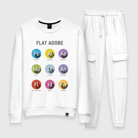 Женский костюм хлопок с принтом Flat Adobe в городе Новоалтайск, 100% хлопок | на свитшоте круглая горловина, мягкая резинка по низу. Брюки заужены к низу, на них два вида карманов: два 