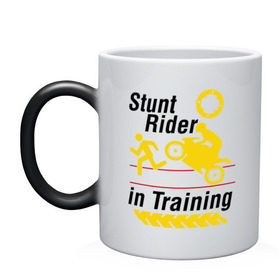 Кружка хамелеон с принтом stunt rider in training в городе Новоалтайск, керамика | меняет цвет при нагревании, емкость 330 мл | Тематика изображения на принте: stunt rider in training | автомобильные | гонки | мото | мотоциклы