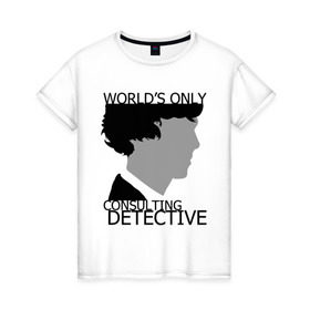 Женская футболка хлопок с принтом Sherlock Detective в городе Новоалтайск, 100% хлопок | прямой крой, круглый вырез горловины, длина до линии бедер, слегка спущенное плечо | sherlock detective | кино | мультфильмы и тв 
подкатегория: | сыщик | холмс | хомс
