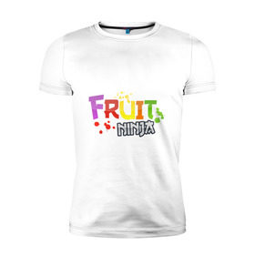 Мужская футболка премиум с принтом Fruit Ninja в городе Новоалтайск, 92% хлопок, 8% лайкра | приталенный силуэт, круглый вырез ворота, длина до линии бедра, короткий рукав | fruit ninja | игры | мобильные игры | ниньзя | фруктовый ниньзя | фрукты