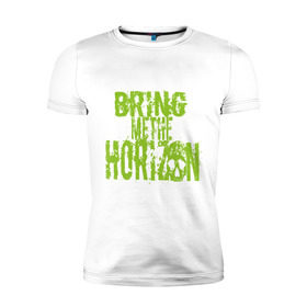 Мужская футболка премиум с принтом Bring me the horizon logo в городе Новоалтайск, 92% хлопок, 8% лайкра | приталенный силуэт, круглый вырез ворота, длина до линии бедра, короткий рукав | bring me to horizon | hardcore | kubana 2014 | кубана | лого | музыка | с группами | фестиваль | череп