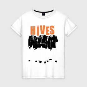 Женская футболка хлопок с принтом The Hives (пиджаки) в городе Новоалтайск, 100% хлопок | прямой крой, круглый вырез горловины, длина до линии бедер, слегка спущенное плечо | kubana 2014 | the hives | альтернатива | кубана 2014 | музыка | рок | с группами | фестиваль