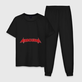 Мужская пижама хлопок с принтом airbourne в городе Новоалтайск, 100% хлопок | брюки и футболка прямого кроя, без карманов, на брюках мягкая резинка на поясе и по низу штанин
 | airbourne | kubana | кубана | лого | логотип | метал | музыка | подарок | разное | рок