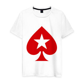 Мужская футболка хлопок с принтом Покер Пики Poker Stars в городе Новоалтайск, 100% хлопок | прямой крой, круглый вырез горловины, длина до линии бедер, слегка спущенное плечо. | игры | карты | покер | покер пики poker stars
