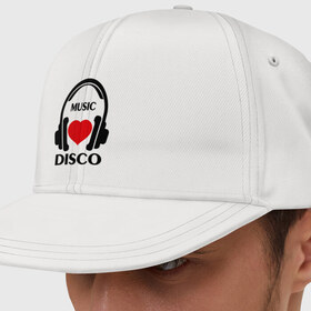 Кепка снепбек с прямым козырьком с принтом Любимая музыка - Disco в городе Новоалтайск, хлопок 100% |  | 