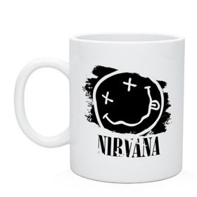 Кружка с принтом Смайл NIRVANA в городе Новоалтайск, керамика | объем — 330 мл, диаметр — 80 мм. Принт наносится на бока кружки, можно сделать два разных изображения | Тематика изображения на принте: kurt cobain | nirvana | rock | курт кобейн | нирвана | подарок | рожа | рожица | рок | смайл | смайлик | улыбка