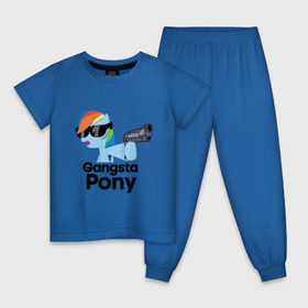 Детская пижама хлопок с принтом Gangsta pony в городе Новоалтайск, 100% хлопок |  брюки и футболка прямого кроя, без карманов, на брюках мягкая резинка на поясе и по низу штанин
 | gangsta pony | my little pony | pony | брони | ганста пони | оружие | очки | пистолет | пони