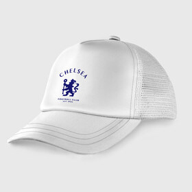 Детская кепка тракер с принтом Челси Футбольный клуб Chelsea в городе Новоалтайск, Козырек - 100% хлопок. Кепка - 100% полиэстер, Задняя часть - сетка | универсальный размер, пластиковая застёжка | chelsea | клуб | спорт | футбол | челси футбольный клуб