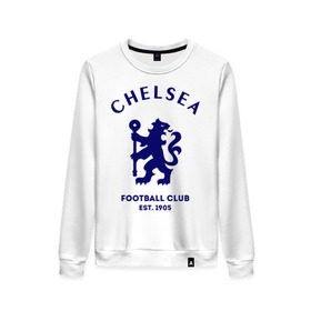 Женский свитшот хлопок с принтом Челси Футбольный клуб Chelsea в городе Новоалтайск, 100% хлопок | прямой крой, круглый вырез, на манжетах и по низу широкая трикотажная резинка  | chelsea | клуб | спорт | футбол | челси футбольный клуб