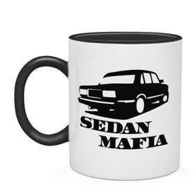 Кружка двухцветная с принтом SEDAN MAFIA в городе Новоалтайск, керамика | объем — 330 мл, диаметр — 80 мм. Цветная ручка и кайма сверху, в некоторых цветах — вся внутренняя часть | автоваз | банка | дрифтер | иномарки для понтов | копейка | подарок автомобилисту | седан | седан мафия | стрит рэйсинг | таз клуб | тазы для пацанов | тазы рулят