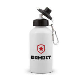 Бутылка спортивная с принтом Gambit в городе Новоалтайск, металл | емкость — 500 мл, в комплекте две пластиковые крышки и карабин для крепления | Тематика изображения на принте: gambit | team | гамбит