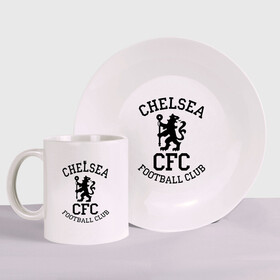 Набор: тарелка + кружка с принтом Chelsea FC в городе Новоалтайск, керамика | Кружка: объем — 330 мл, диаметр — 80 мм. Принт наносится на бока кружки, можно сделать два разных изображения. 
Тарелка: диаметр - 210 мм, диаметр для нанесения принта - 120 мм. | Тематика изображения на принте: 1905 | chelsea | chelsea logo | fc | footbal club | лого | логотип | спорт | футбол | футбольный клуб | челси