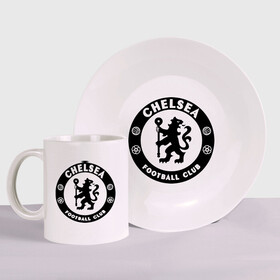 Набор: тарелка + кружка с принтом Chelsea logo в городе Новоалтайск, керамика | Кружка: объем — 330 мл, диаметр — 80 мм. Принт наносится на бока кружки, можно сделать два разных изображения. 
Тарелка: диаметр - 210 мм, диаметр для нанесения принта - 120 мм. | Тематика изображения на принте: 1905 | chelsea | chelsea logo | fc | footbal club | лого | логотип | спорт | футбол | футбольный клуб | челси