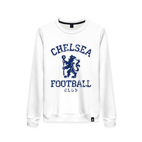 Женский свитшот хлопок с принтом Chelsea FC в городе Новоалтайск, 100% хлопок | прямой крой, круглый вырез, на манжетах и по низу широкая трикотажная резинка  | 1905 | chelsea | chelsea logo | fc | footbal club | лого | логотип | спорт | футбол | футбольный клуб | челси