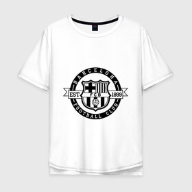 Мужская футболка хлопок Oversize с принтом Barcelona FC в городе Новоалтайск, 100% хлопок | свободный крой, круглый ворот, “спинка” длиннее передней части | barcelona | fc | fc barcelona | footbal club | барселона | лого | логотип | спорт | футбол | футбольный клуб