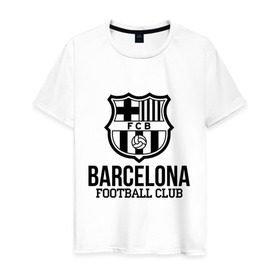 Мужская футболка хлопок с принтом Barcelona FC в городе Новоалтайск, 100% хлопок | прямой крой, круглый вырез горловины, длина до линии бедер, слегка спущенное плечо. | barcelona | fc | fc barcelona | footbal club | барселона | лого | логотип | спорт | футбол | футбольный клуб