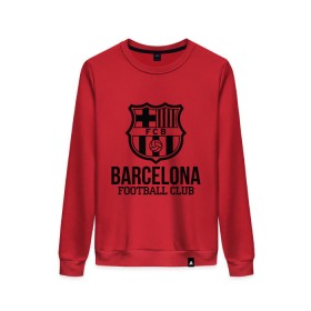 Женский свитшот хлопок с принтом Barcelona FC в городе Новоалтайск, 100% хлопок | прямой крой, круглый вырез, на манжетах и по низу широкая трикотажная резинка  | barcelona | fc | fc barcelona | footbal club | барселона | лого | логотип | спорт | футбол | футбольный клуб
