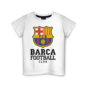 Детская футболка хлопок с принтом Barcelona FC в городе Новоалтайск, 100% хлопок | круглый вырез горловины, полуприлегающий силуэт, длина до линии бедер | barcelona | fc | fc barcelona | footbal club | барселона | лого | логотип | спорт | футбол | футбольный клуб