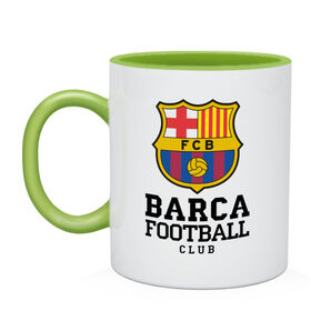Кружка двухцветная с принтом Barcelona FC в городе Новоалтайск, керамика | объем — 330 мл, диаметр — 80 мм. Цветная ручка и кайма сверху, в некоторых цветах — вся внутренняя часть | barcelona | fc | fc barcelona | footbal club | барселона | лого | логотип | спорт | футбол | футбольный клуб