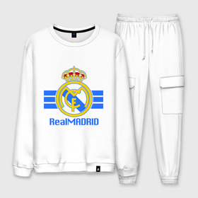 Мужской костюм хлопок с принтом Real Madrid в городе Новоалтайск, 100% хлопок | на свитшоте круглая горловина, мягкая резинка по низу. Брюки заужены к низу, на них два вида карманов: два “обычных” по бокам и два объемных, с клапанами, расположенные ниже линии бедра. Брюки с мягкой трикотажной резинкой на поясе и по низу штанин. В поясе для дополнительного комфорта — широкие завязки | 1902 | fc | footbal club | real madrid | лого | логотип | реал мадрид | спорт | футбол | футбольный клуб