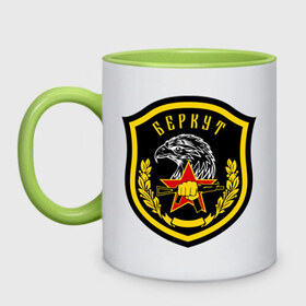 Кружка двухцветная с принтом Беркут в городе Новоалтайск, керамика | объем — 330 мл, диаметр — 80 мм. Цветная ручка и кайма сверху, в некоторых цветах — вся внутренняя часть | беркут | звезда | мвд | силовые структуры