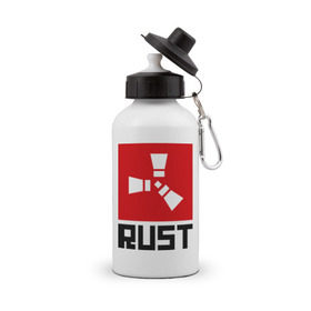 Бутылка спортивная с принтом Rust в городе Новоалтайск, металл | емкость — 500 мл, в комплекте две пластиковые крышки и карабин для крепления | playrust | rust | раст