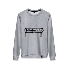 Женский свитшот хлопок с принтом Nintendo в городе Новоалтайск, 100% хлопок | прямой крой, круглый вырез, на манжетах и по низу широкая трикотажная резинка  | баста | ноггано