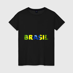 Женская футболка хлопок с принтом BRASIL 2014 в городе Новоалтайск, 100% хлопок | прямой крой, круглый вырез горловины, длина до линии бедер, слегка спущенное плечо | бразилия