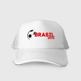 Кепка тракер с сеткой с принтом BRASIL 2014 в городе Новоалтайск, трикотажное полотно; задняя часть — сетка | длинный козырек, универсальный размер, пластиковая застежка | бразилия