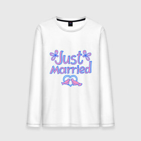 Мужской лонгслив хлопок с принтом Just married blue в городе Новоалтайск, 100% хлопок |  | just married | брак | голубки | жених | кольца | молодожены | невеста | свадьба | супруги