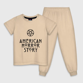Детская пижама хлопок с принтом American horror story в городе Новоалтайск, 100% хлопок |  брюки и футболка прямого кроя, без карманов, на брюках мягкая резинка на поясе и по низу штанин
 | american horror story | coven | voodoo | американская история ужасов | ведьма | ведьмы | вуду | колдовство | колдуньи | колдунья | магия | пентограмма | триллер | ужасы | худу