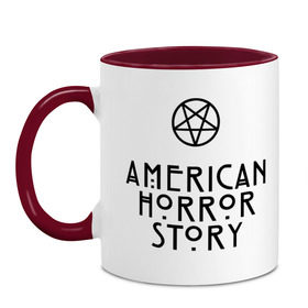 Кружка двухцветная с принтом American horror story в городе Новоалтайск, керамика | объем — 330 мл, диаметр — 80 мм. Цветная ручка и кайма сверху, в некоторых цветах — вся внутренняя часть | Тематика изображения на принте: american horror story | coven | voodoo | американская история ужасов | ведьма | ведьмы | вуду | колдовство | колдуньи | колдунья | магия | пентограмма | триллер | ужасы | худу