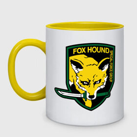 Кружка двухцветная с принтом Foxhound в городе Новоалтайск, керамика | объем — 330 мл, диаметр — 80 мм. Цветная ручка и кайма сверху, в некоторых цветах — вся внутренняя часть | лиса
