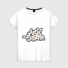 Женская футболка хлопок с принтом Arctic monkeys logo в городе Новоалтайск, 100% хлопок | прямой крой, круглый вырез горловины, длина до линии бедер, слегка спущенное плечо | arctic monkeys
