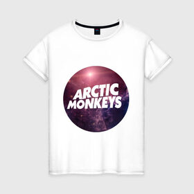 Женская футболка хлопок с принтом Arctic monkeys space logo в городе Новоалтайск, 100% хлопок | прямой крой, круглый вырез горловины, длина до линии бедер, слегка спущенное плечо | arctic monkeys