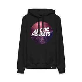 Женская толстовка хлопок с принтом Arctic monkeys space logo в городе Новоалтайск, френч-терри, мягкий теплый начес внутри (100% хлопок) | карман-кенгуру, эластичные манжеты и нижняя кромка, капюшон с подкладом и шнурком | arctic monkeys