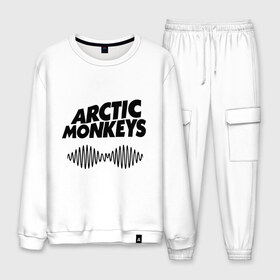 Мужской костюм хлопок с принтом Arctic monkeys wave в городе Новоалтайск, 100% хлопок | на свитшоте круглая горловина, мягкая резинка по низу. Брюки заужены к низу, на них два вида карманов: два “обычных” по бокам и два объемных, с клапанами, расположенные ниже линии бедра. Брюки с мягкой трикотажной резинкой на поясе и по низу штанин. В поясе для дополнительного комфорта — широкие завязки | arctic monkeys
