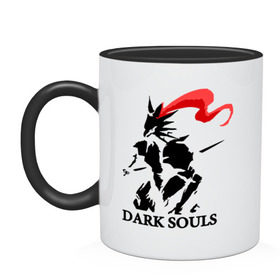 Кружка двухцветная с принтом Dark Souls в городе Новоалтайск, керамика | объем — 330 мл, диаметр — 80 мм. Цветная ручка и кайма сверху, в некоторых цветах — вся внутренняя часть | dark souls | praise the sun | you died | дарк соулс