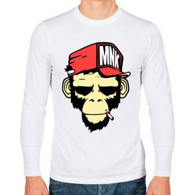 Мужской лонгслив хлопок с принтом Monkey Swag в городе Новоалтайск, 100% хлопок |  | cap | hat | head | mnk | monkey | swag | голова | кепка | мартышка | обезьяна | свэг