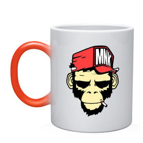 Кружка хамелеон с принтом Monkey Swag в городе Новоалтайск, керамика | меняет цвет при нагревании, емкость 330 мл | cap | hat | head | mnk | monkey | swag | голова | кепка | мартышка | обезьяна | свэг